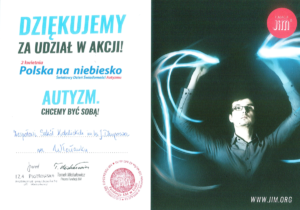 Podziękowanie za&nbsp;udział w&nbsp;akcji „Polska na&nbsp;Niebiesko”