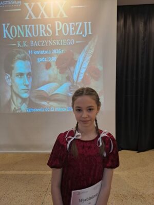 Wyróżnienie dla Julii Chmielewskiej w&nbsp;XXIX Wojewódzkim Konkursie Poezji Krzysztofa Kamila Baczyńskiego