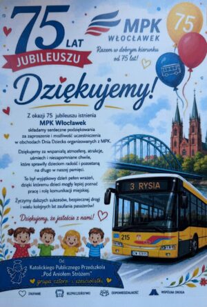 Wycieczka 4-latków oraz&nbsp;6-latków B&nbsp;do&nbsp;Miejskiego Przedsiębiorstwa Komunikacji we&nbsp;Włocławku z&nbsp;okazji 75-lecia jubileuszu istnienia MPK
